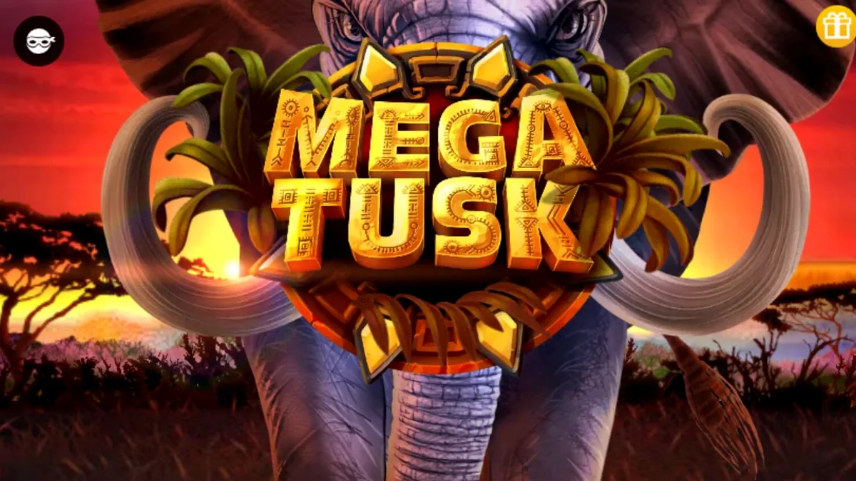 Interface do jogo Mega Tusks com tema de safári africano