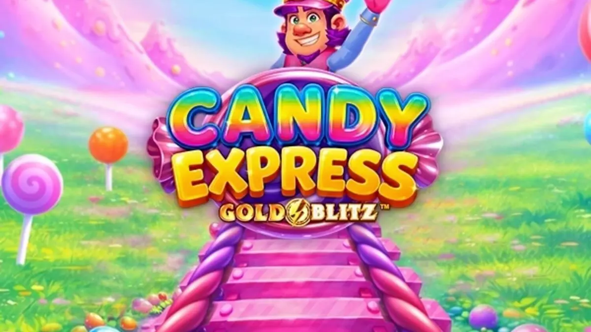 Interface colorida e vibrante do slot Candy Express Gold Blitz