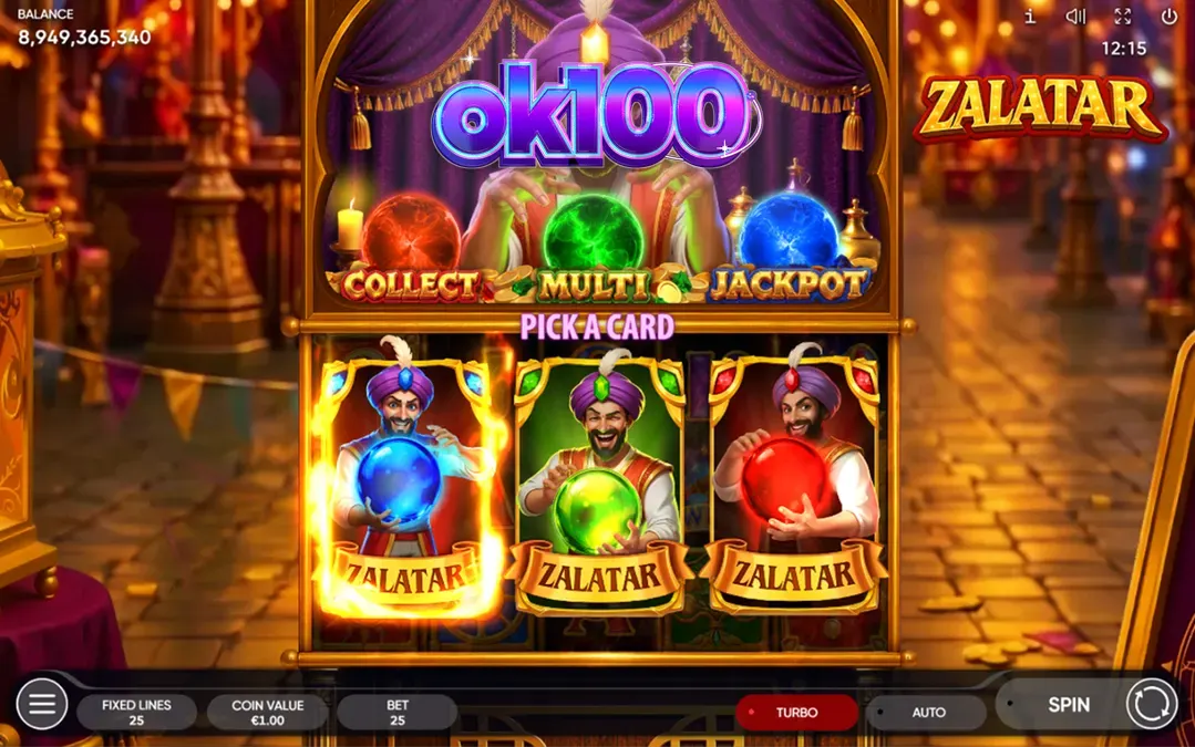 Interface mística do slot Zalatar com elementos de fortuna